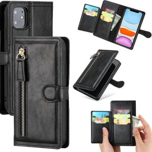 Book case met ritssluiting – Flipcover – Magnetisch – 5 kaarten houder Book case met ritssluiting – Flipcover – Magnetisch – 5 kaarten houder