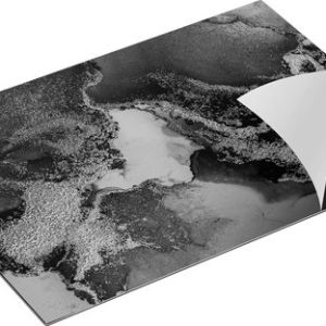 Chefcare Inductie Beschermer Abstracte Kunst – Donker Goud Marmer – Zwart Wit – 75×52 cm – Afdekplaat Inductie – Kookplaat Beschermer – Inductie Mat