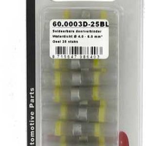 Kabeldoorverbinder geel 25 stuks blister