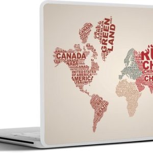 Laptop sticker – inch – Wereldkaart – Letters – Kleuren Laptop sticker – inch – Wereldkaart – Letters – Kleuren