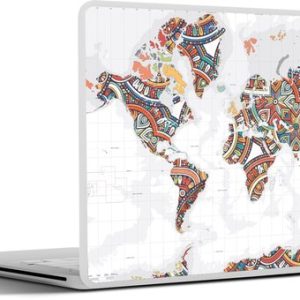 Laptop sticker – inch – Wereldkaart – Versiering – Kleurrijk Laptop sticker – inch – Wereldkaart – Versiering – Kleurrijk