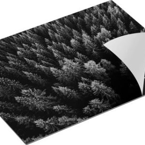 Chefcare Inductie Beschermer Bos met Bomen vanaf Boven – Zwart Wit – 71×52 cm – Afdekplaat Inductie – Kookplaat Beschermer – Inductie Mat