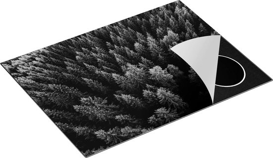 Chefcare Inductie Beschermer Bos met Bomen vanaf Boven - Zwart Wit - 71x52 cm - Afdekplaat Inductie - Kookplaat Beschermer - Inductie Mat