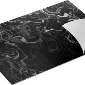 Chefcare Inductie Beschermer Abstracte Kunst – Donkere met Gouden Strepen Marmer – Zwart Wit – 75×55 cm – Afdekplaat Inductie – Kookplaat Beschermer – Inductie Mat