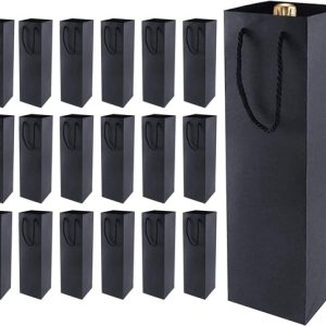 Kraft Wijngeschenkzakjes – Flessenzakken – Cadeau Presenteren – Met Touwgrepen – 20 Stuks – Zwart Kraft Wijngeschenkzakjes – Flessenzakken – Cadeau Presenteren – Met Touwgrepen – 20 Stuks – Zwart