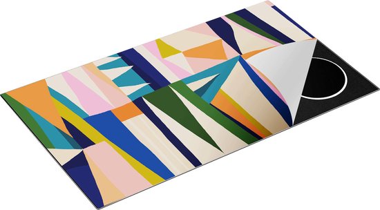 Chefcare Inductie Beschermer Abstracte Kleurrijke Kunst - Driehoeken - 89,6x51,6 cm - Afdekplaat Inductie - Kookplaat Beschermer - Inductie Mat