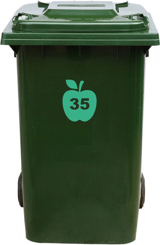Kliko Sticker / Vuilnisbak Sticker - Appel - Nummer 35 - 16,5x20