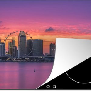 Inductie beschermer – Inductie Mat – Kleurrijke zonsondergang boven Singapore – inductiebeschermer