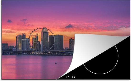 Inductie beschermer - Inductie Mat - Kleurrijke zonsondergang boven Singapore - inductiebeschermer