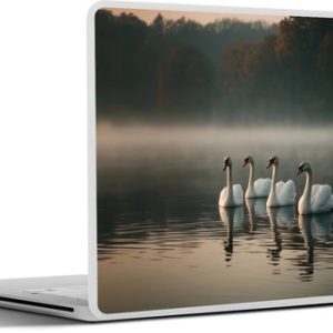 Laptop sticker – inch – Zwanen – Wit – Water – Mist – Laptopstickers – Laptop skin – Cover Laptop sticker – inch – Zwanen – Wit – Water – Mist – Laptopstickers – Laptop skin – Cover