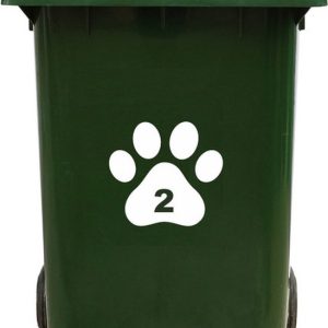 Kliko Sticker / Vuilnisbak Sticker – Hondenpoot – Nummer 2 – 18×16,5
