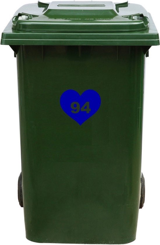Kliko Sticker / Vuilnisbak Sticker - Hart - Nummer 94 - 18,5x16,5