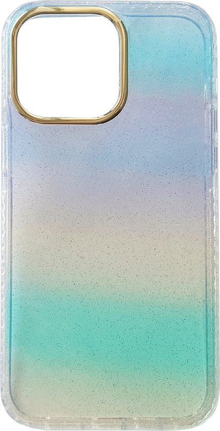 Apple iPhone Hoesje - Extra Stevig Glitter Regenboog Siliconen Back Cover