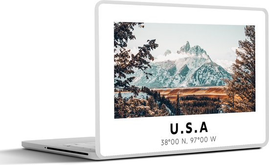 Laptop sticker - inch - Amerika - Bergen - Winter - Bos - Laptopstickers - Laptop skin - Cover