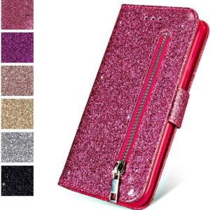 Glitter Bookcase Hoesje Geschikt voor: iPhone met rits – hoesje Glitter Bookcase Hoesje Geschikt voor: iPhone met rits – hoesje