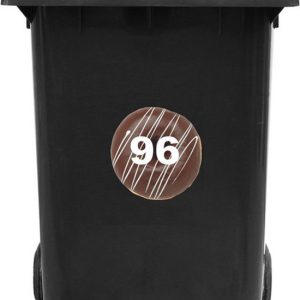 Kliko Sticker / Vuilnisbak Sticker – 16.5×16.5 – HUISNUMMER 96