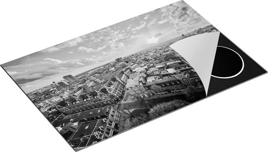 Chefcare Inductie Beschermer Groningen Stad bij Zonsondergang - Zwart Wit - 83x51,5 cm - Afdekplaat Inductie - Kookplaat Beschermer - Inductie Mat