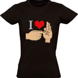 I Love Fingers Dames T-shirt | Valentijnsdag | vrijgezellenfeest | relatie | liefde