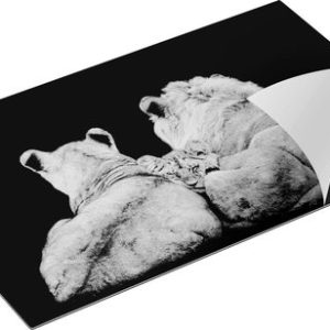 Chefcare Inductie Beschermer Leeuwen Familie – Leeuw – Zwart Wit – 85×52 cm – Afdekplaat Inductie – Kookplaat Beschermer – Inductie Mat
