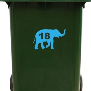 Kliko Sticker / Vuilnisbak Sticker – Olifant – Nummer 18 – 14×23 Kliko Sticker / Vuilnisbak Sticker – Olifant – Nummer 18 – 14×23